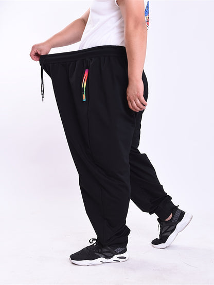 Men'S Plus Size Casual Sports Trousers 2XL-9XL - Loose Fit, High Stretch, Zipper Closure, All-Season Comfort, Weekend Casual Attire, Casual Sports Apparel | Relaxed Fit Trousers | Comfortable Design