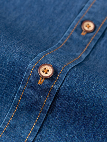 A Stylish Men's Casual Shirt With Long Sleeves And A Jacket, A New Spring And Autumn Men's Top With A Solid Color Pocket Design And A Lapel Collar.