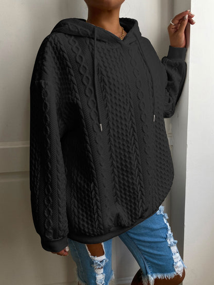 2025 Fall/Winter Hot! American Solid Color Cable Hoodie for Women, Loose Retro Top, Lazy Style, Versatile for Streetwear And Daily Wear