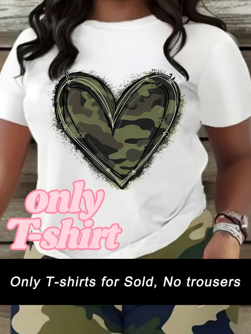 Women's Western Cowboy Camouflage Print T-Shirt- Short Sleeve Round Neck Casual Top with Camouflage Heart and Cowboy Boot Design, Suitable for Spring Summer Autumn Casual Outfits, Comfortable and Fashionable Women's Clothing, Machine Washable, Loose