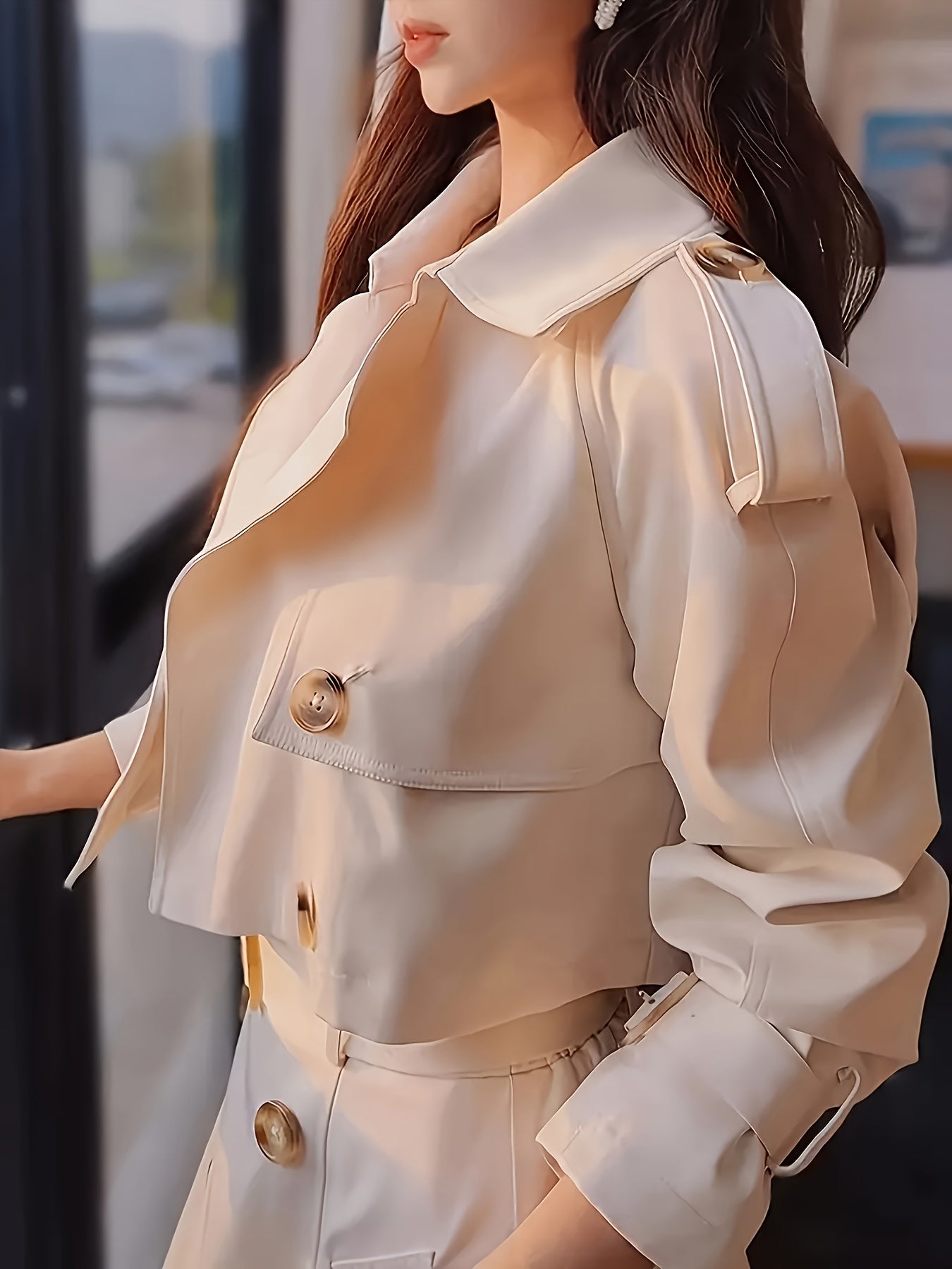 2026 New Arrivals In Elegant Style: Stylish Set Of Short Windbreaker Coat + High-waist Double-breasted Skirt, Perfect for Office Commuting, Game Day Outfit, Football Fan Gear for All Fans