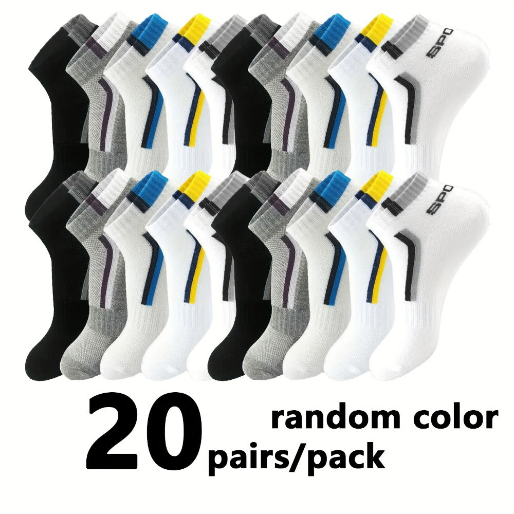 Men's Colorblock Ankle Socks - 30-Pair Pack