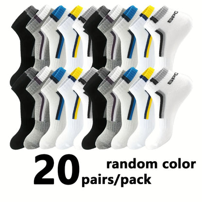 Men's Colorblock Ankle Socks - 30-Pair Pack