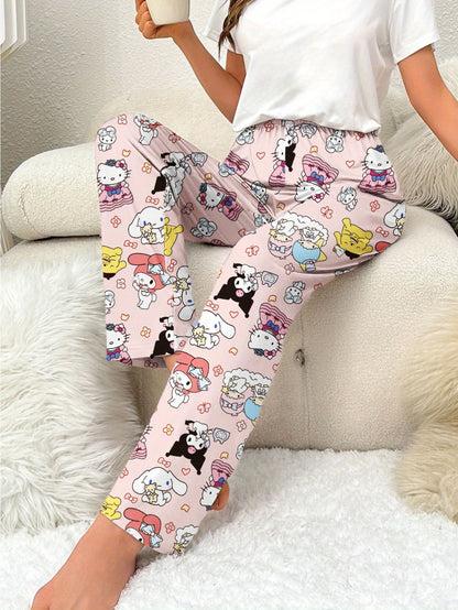 3pcs Hello Kitty Pajamas Pants Sanrio Anime Women's Pajama Pants Cartoon Couple Home Sleepwear Trousers Leisure Home Clothing