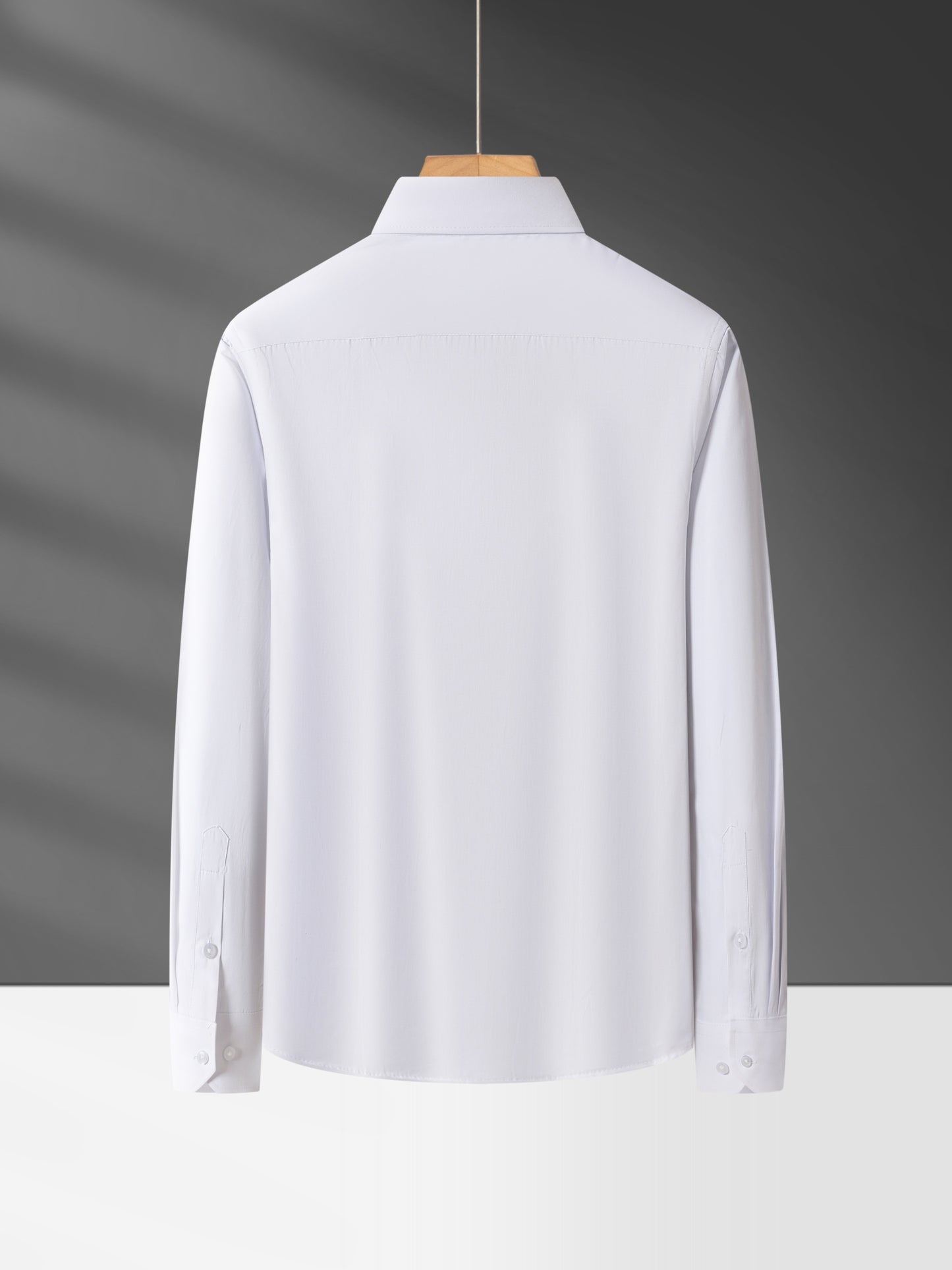 Men'S Long Sleeve Solid Color Business Dress Shirt, Elegant Collar, Stretch Fabric, Regular Fit, Single Button Front, Casual Outwear, Adult Sizes, Woven
