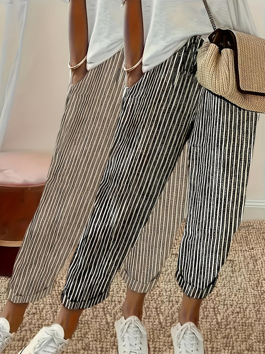 Two-Pack - Color Striped Casual Nine-Pants