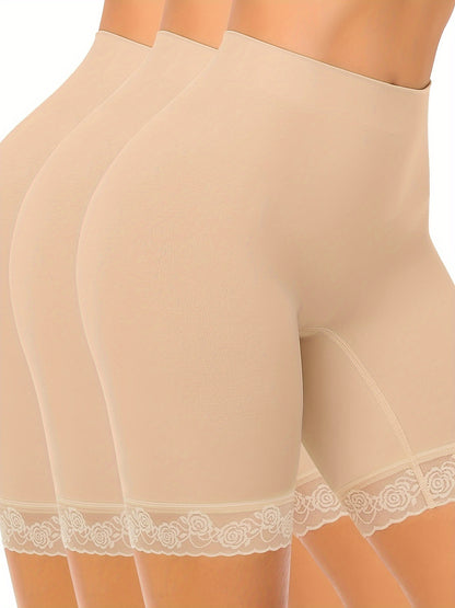 3pcs Women'S Shapewear Leggings with Lace for Wearing Under Dresses, Women'S Bottom Shorts, Boxer Shorts, Women'S Underwear Sweat Pants Women'S