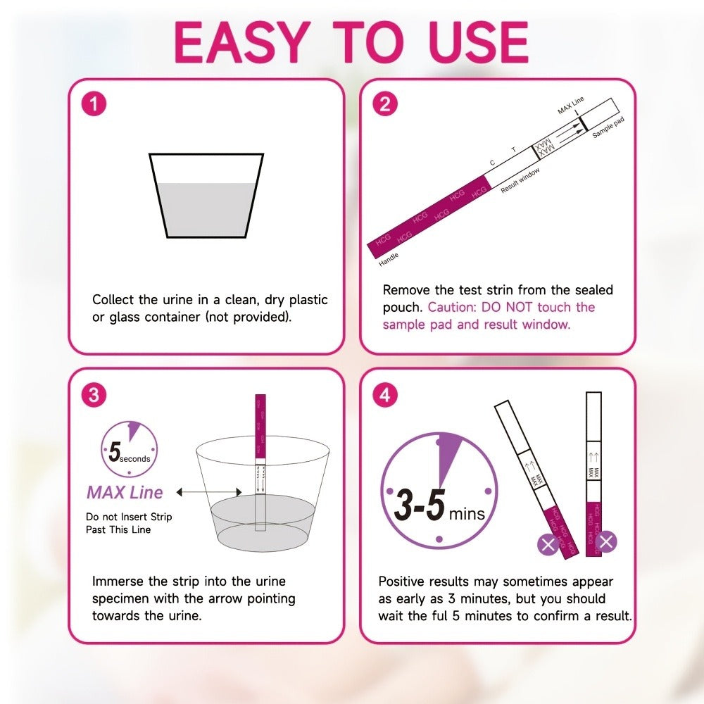 HCG Pregnancy Test Strips Kit - 25 50 or 100-Piece Home Test Options