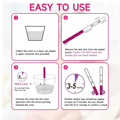 HCG Pregnancy Test Strips Kit - 25 50 or 100-Piece Home Test Options