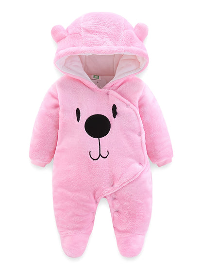 Baby Newborn Snowsuit Winter Hooded Footie Fleece Jumpsuit for Infant Girls Boys, for Outdoor