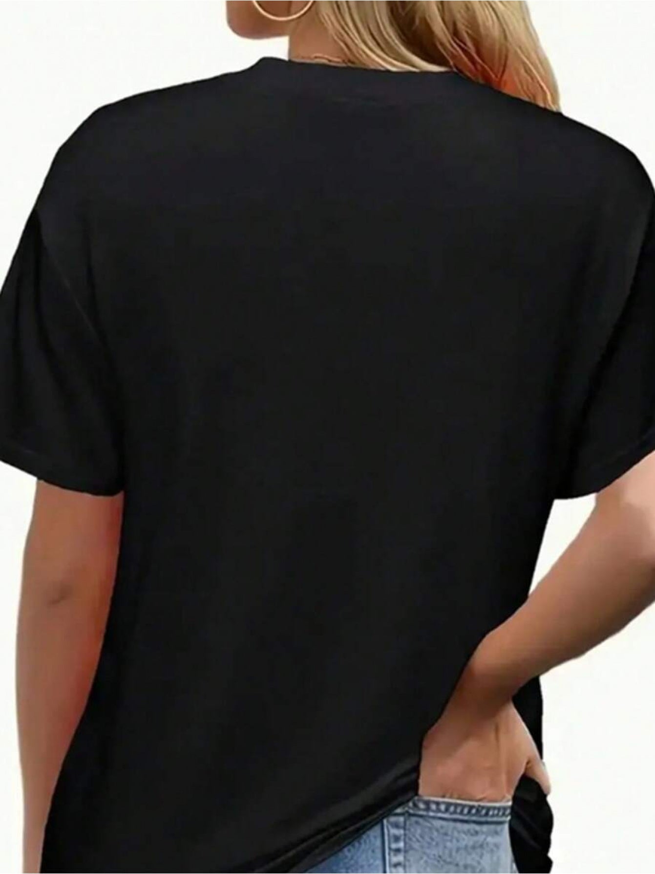 Women's Black Printed Short-Sleeve T-Shirt - product view 6