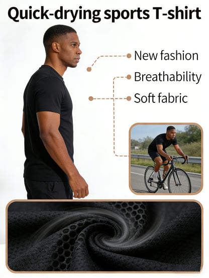 Men'S 8 Pack Workout Shirts Quick-Drying Breathable Cooling Mesh Athletic T-Shirts, Moisture Wicking Short Sleeve Gym Running Tops, Mens Clothes Value Set, Butfits For Men, Practical Gifts For Boyfriend Camiseta Para Hombre