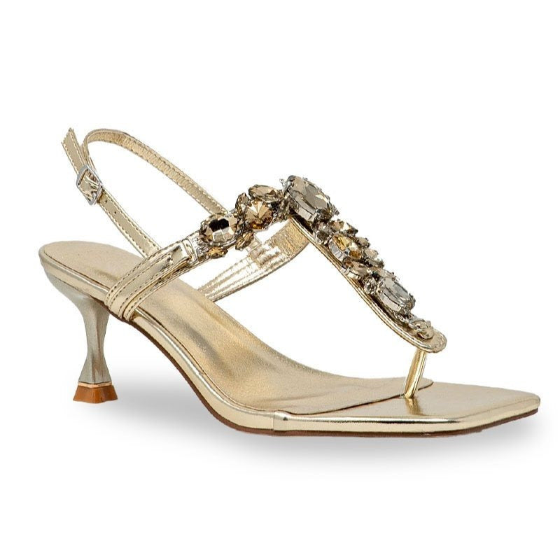 Women's rhinestone slingback sandals – crystal embellished kitten heels – square toe strappy sandals – women's elegant party shoes – shiny fashion footwear – glamorous evening heels - Black, Red, Silver, Gold