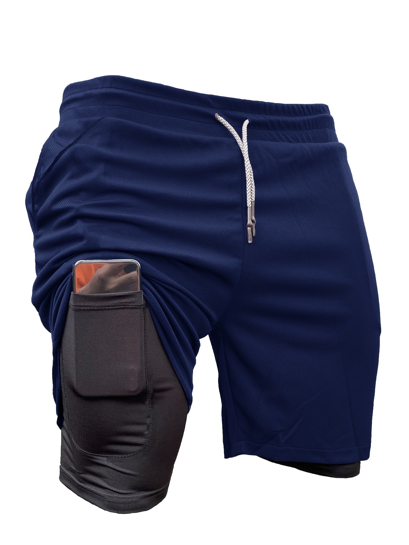 5pcs High Stretch Sports Shorts 5pcs Men'S 2-in-1 Double Layer Shorts With Inner Pocket, High Stretch Sports Shorts For Summer Gym Workout Training