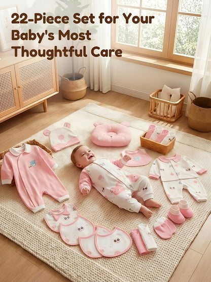 Baby Girls Outfit Set - 22-Piece Long Sleeve