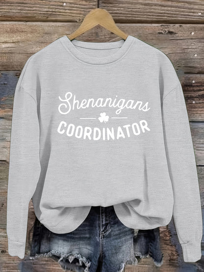 Directional Clover Letter Fashion Print Women'S Pullover Crew Neck Sweatshirt
