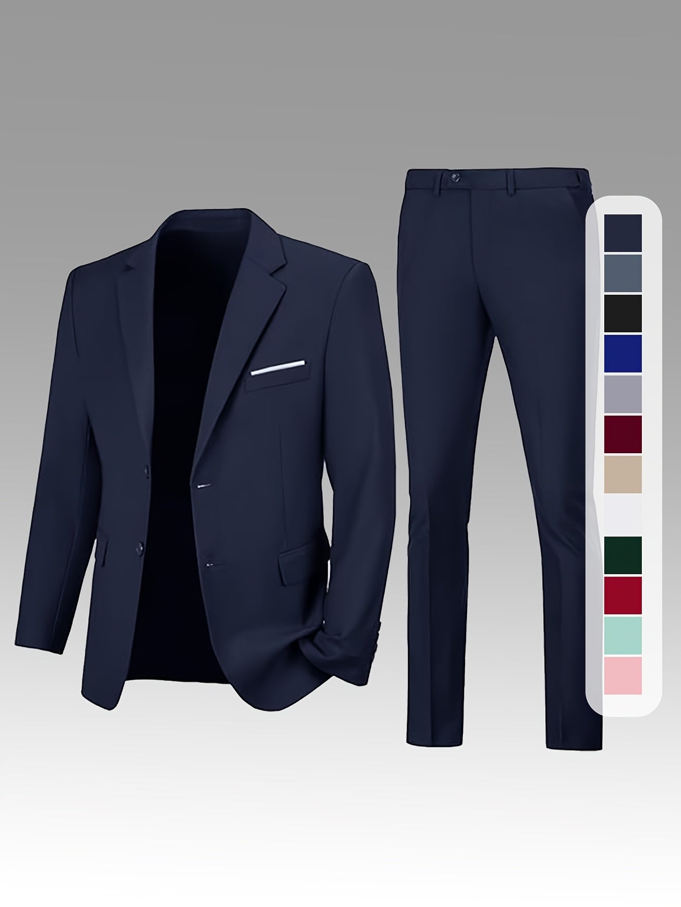 Men's Suits for Men, Trajes Para Hombres Elegantes - Solid Color Serge Blazer Pants Set, Slim Fit Modern Men's 2pcs Suit for Business, Formal & Graduation Events