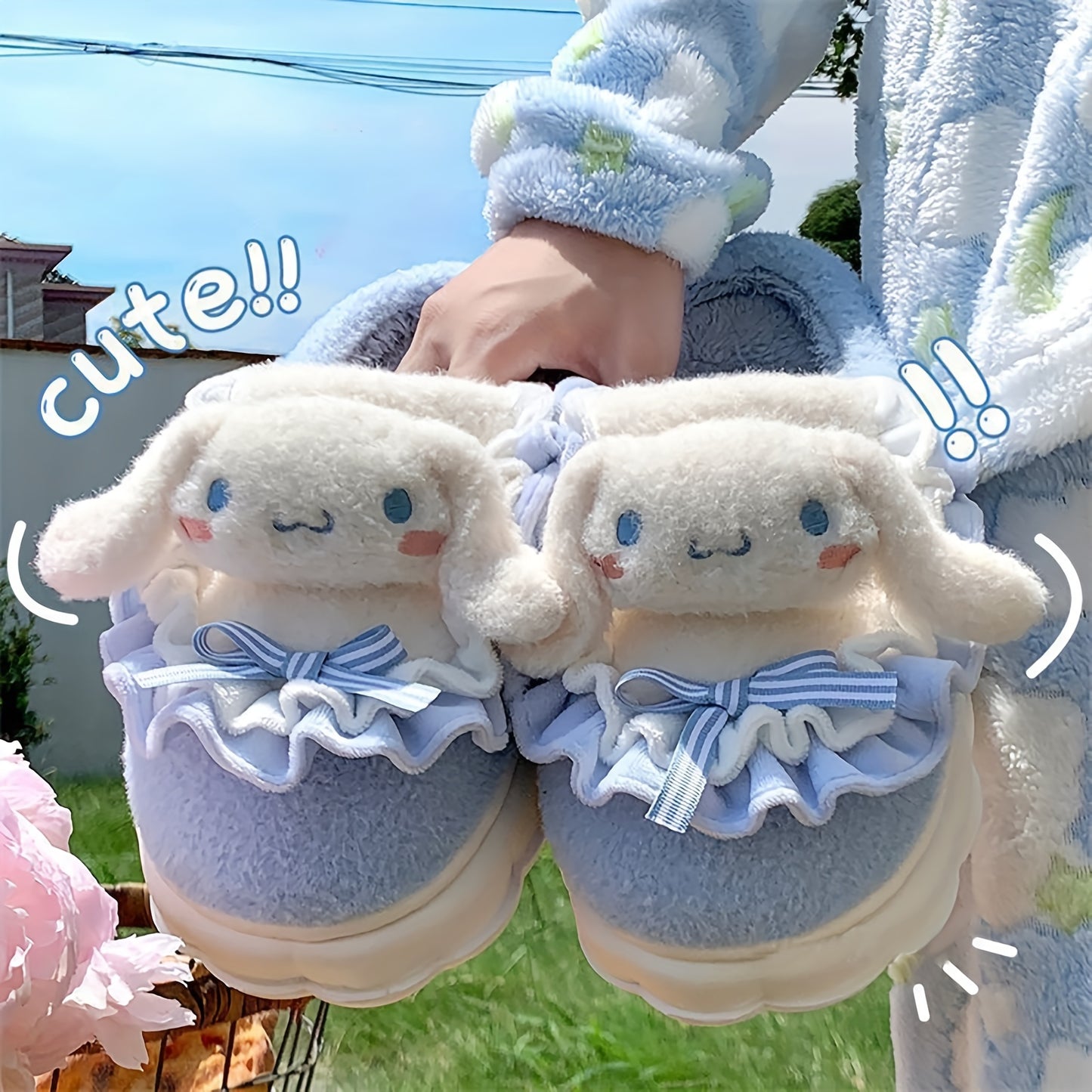 Cute Cinnamoroll Plush Slippers Kawaii Indoor Sport Shoes Camping Warm Platform Non-Slip Home Shoes Y2K Cartoon Soft Padded Plush Bedroom Shoes, Women Shoes