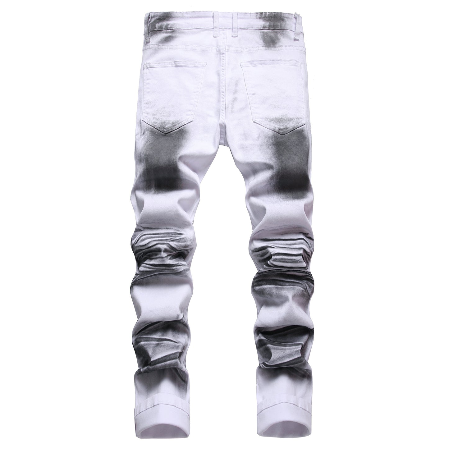 Men'S Print Jeans Stretch Casual Slim Long Casual Pants | Mid Waist, Regular Fit, Zipper Fly, All-season, Washed Detail