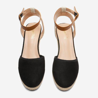 Women's Ankle Strap Closed Toe Espadrille Wedge Heels Sandals, Versatile and Stylish for weddings, shopping, dating, with wrap dresses, jeans, skirts, shorts, jumpsuits, for formal or casual occasions