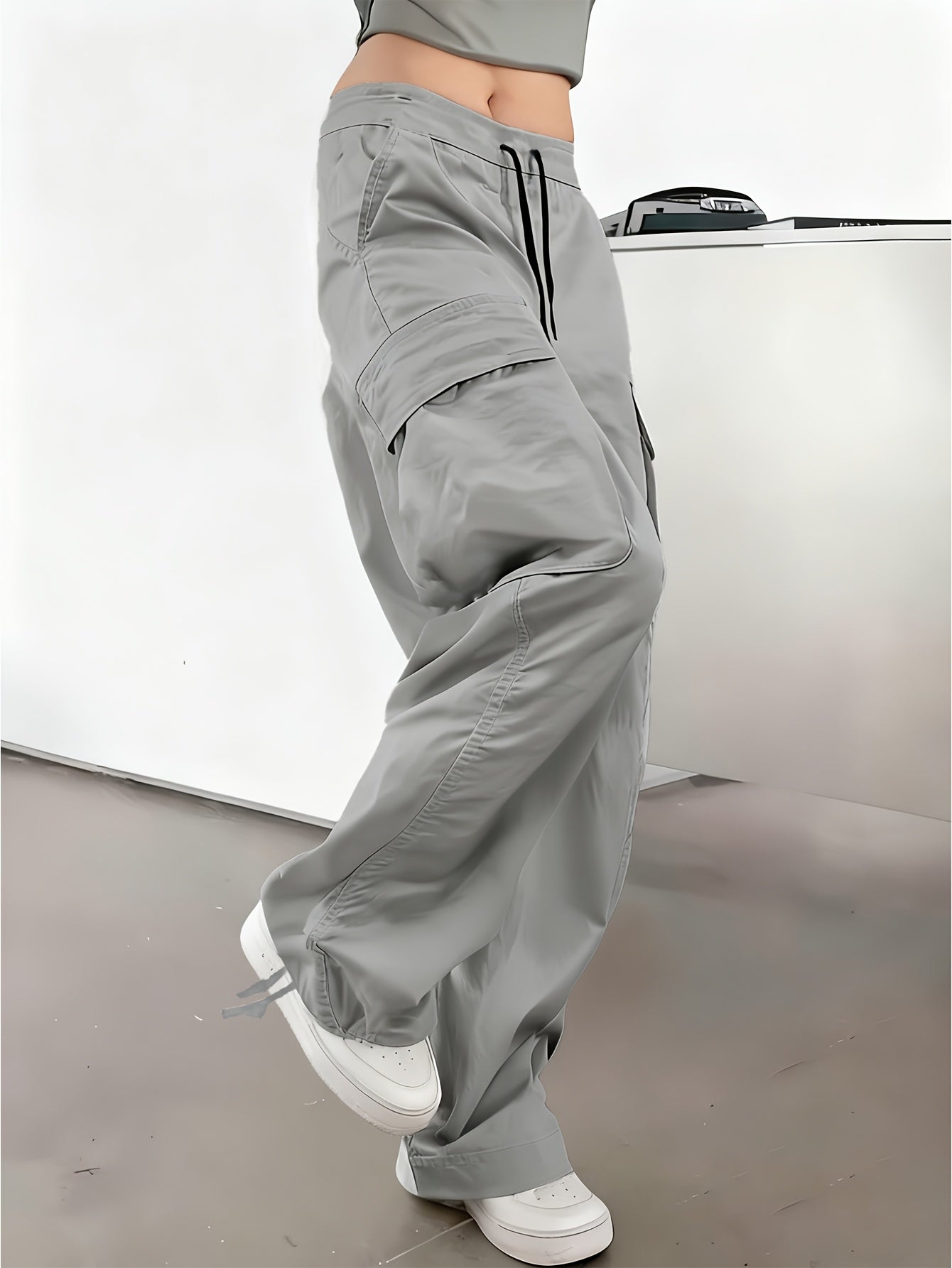 Women's Black Dark Gray Light Grey Khaki Cargo Cargo Pants - product view 16
