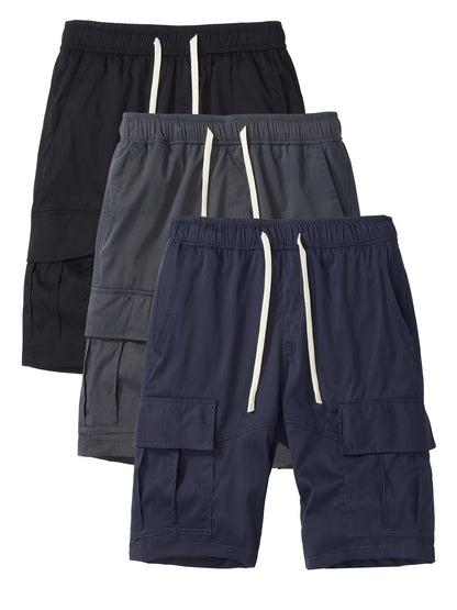 Men's Black + Gray + Brick Red Polyester Cargo Shorts - product view 3