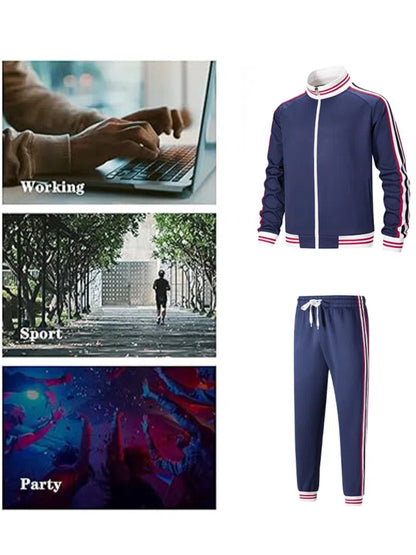 Men Track Suits Sets Long Sleeve Full-zip Sweatsuit Active Jackets And Pants 2pcs Outfits