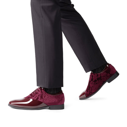 Men's formal tuxedo shoes classic patent velvet lace-up formal oxford shoes for wedding dresses