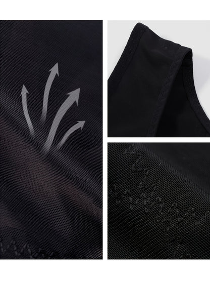 5-Pack Men'S Compression Shirts - Tummy Control Waist Trainer Vest, Sleeveless Body Shaper with Neoprene Filler, Medium Stretch Athletic Base Layer for Workout & Casual Wear, Ruched Design for Enhanced Support, All-Season Slimming Shapewear, Waist Trainer
