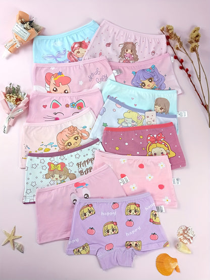 8pcs VIFINE Youngsters' Boxer Briefs - Soft, Cute, and Comfortable 95% Cotton Cartoon Underwear for Little Girls, Random Colors, Randomly Selected, Youngsters' Underwear | Playful Design | Stretchy Fabric