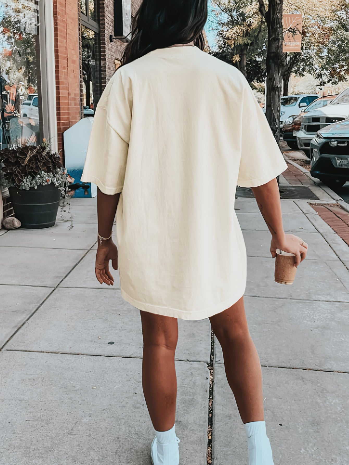 Womens Black Magic Graphic Oversized T-Shirt Dress, Casual Short Sleeve Pocket Summer Streetwear Dress