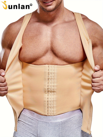(Order One Size Up) Men'S Waist Trainer Body Shaper Vest - Streamlined Compression Support, Tummy & Chest Sculpting, 2 In 1 Zipper Tank Top