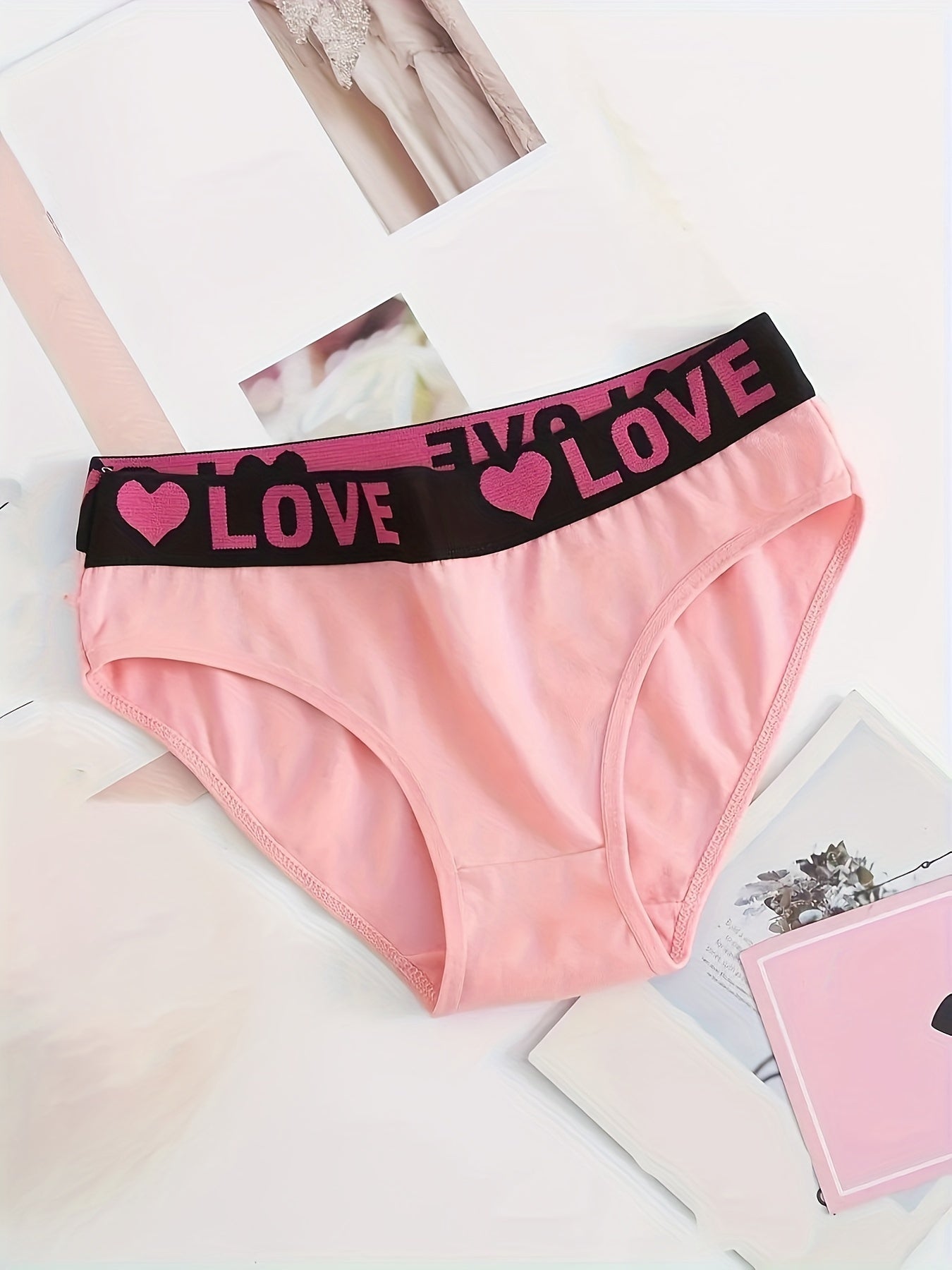 12pcs, Seamless Letter Printed Contrasting Slim Fit Triangle Pants, Easy, Comfortable, Breathable, Seamless Elastic Underwear, Women'S Underwear And Underwear