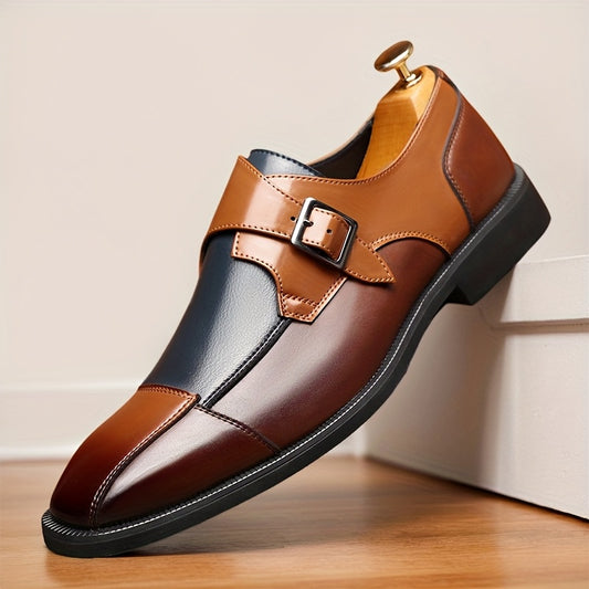 [Fashion Color-blocking]Men's Business Casual Shoes, Slip-on, Fashionable British-style Derby Shoes, Formal Large-size Men's Shoes, Oxford Shoes Suitable for Weddings, Offices, Parties And Dresses, As Well As Work Shoes.