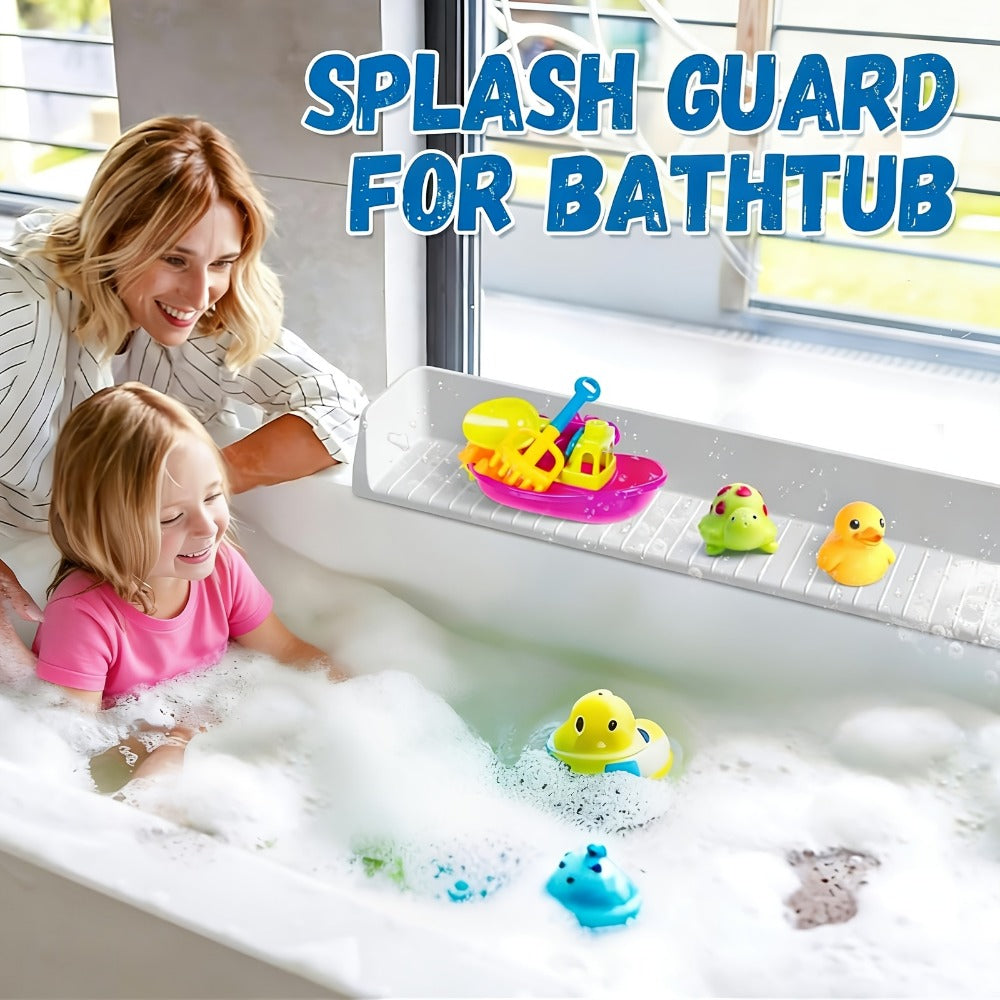 Silicone Bathtub Splash Guard Organizer - 11 Suction Cups and Foldable Design