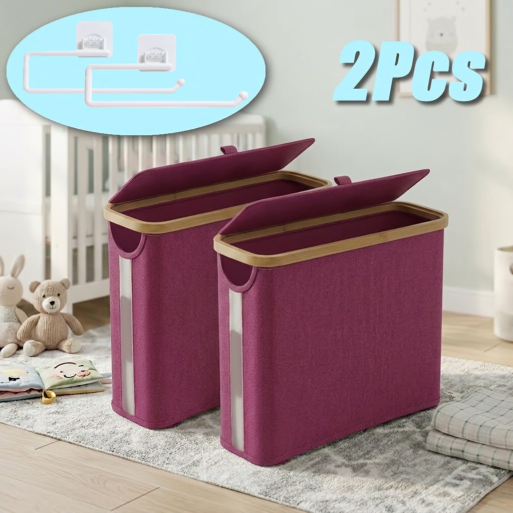 1/2pcs Lightweight Foldable Bamboo Border Storage Organizer, Water-resistant & Damp-proof, Space-saving Fits Drawers & Narrow Spaces, Multi-use for Toilet Paper, Diapers, Laundry, Easy to Store, Practical Home Organizer for Bathroom Bedroom Living