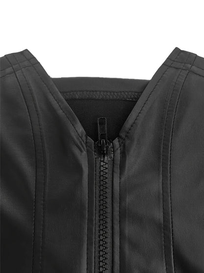 Ladies Lapel Sleeveless Slim Fit Casual Versatile Elegant Vest | Suitable for Daily Wear, Casual Dates, Parties, Solid Color, Zipper Detail, Spring/Summer Season