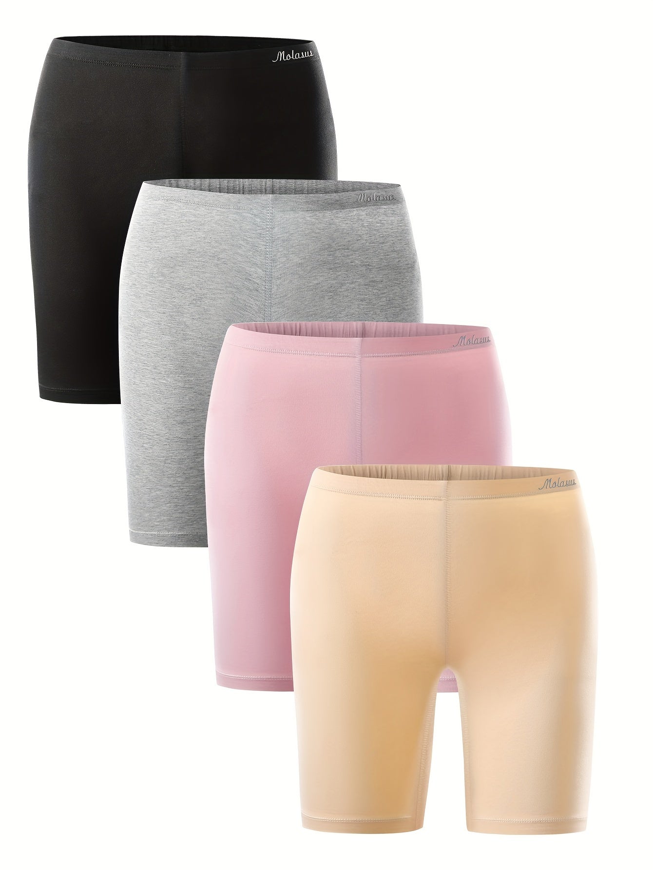 Molasus Womens Cotton Boxer Shorts Underwear Anti Chafing Bike Shorts Pack of 4
