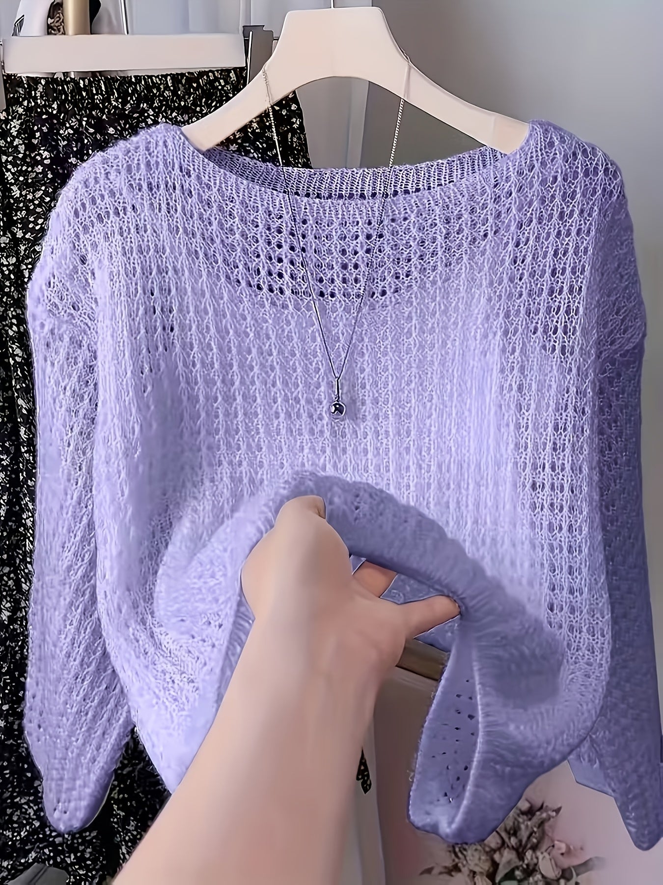 2026 Women'S Hollow Out Sweater Cardigan Long Sleeve Open Front Crochet Cover Up Lightweight Casual Layering Outerwear Soft Top For Spring Fall Winter Resort Wear