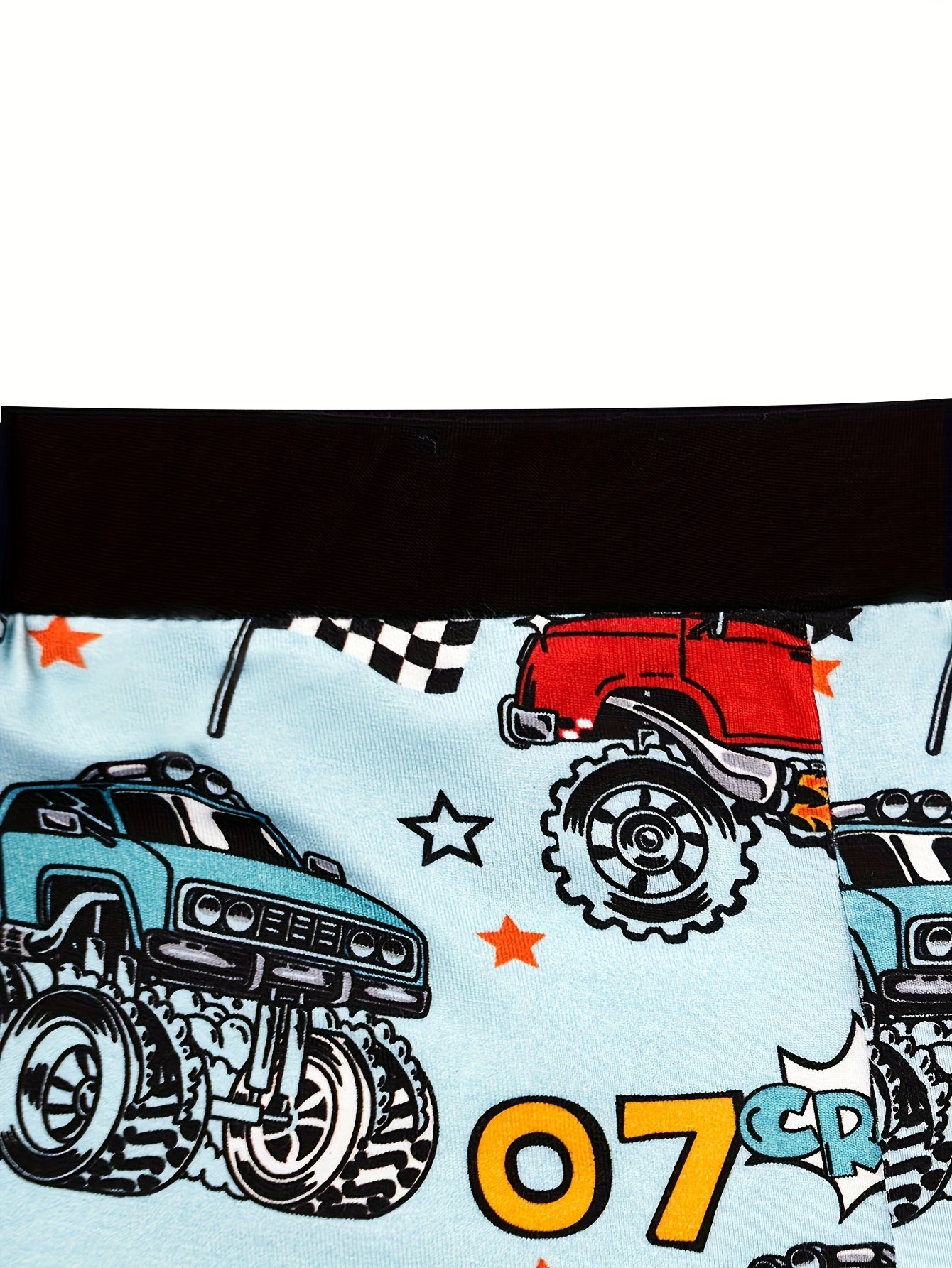Moss River Boys Short Sleeve Shorts Family Pajamas Set, Cartoon Off-Road Vehicle Covered with Printed Patterns, Soft Bamboo Fiber, Round Neck, Boys Cozy Home Outfit & Great Gift Idea, Set Perfect for Little Boys Who Love Monster Truck