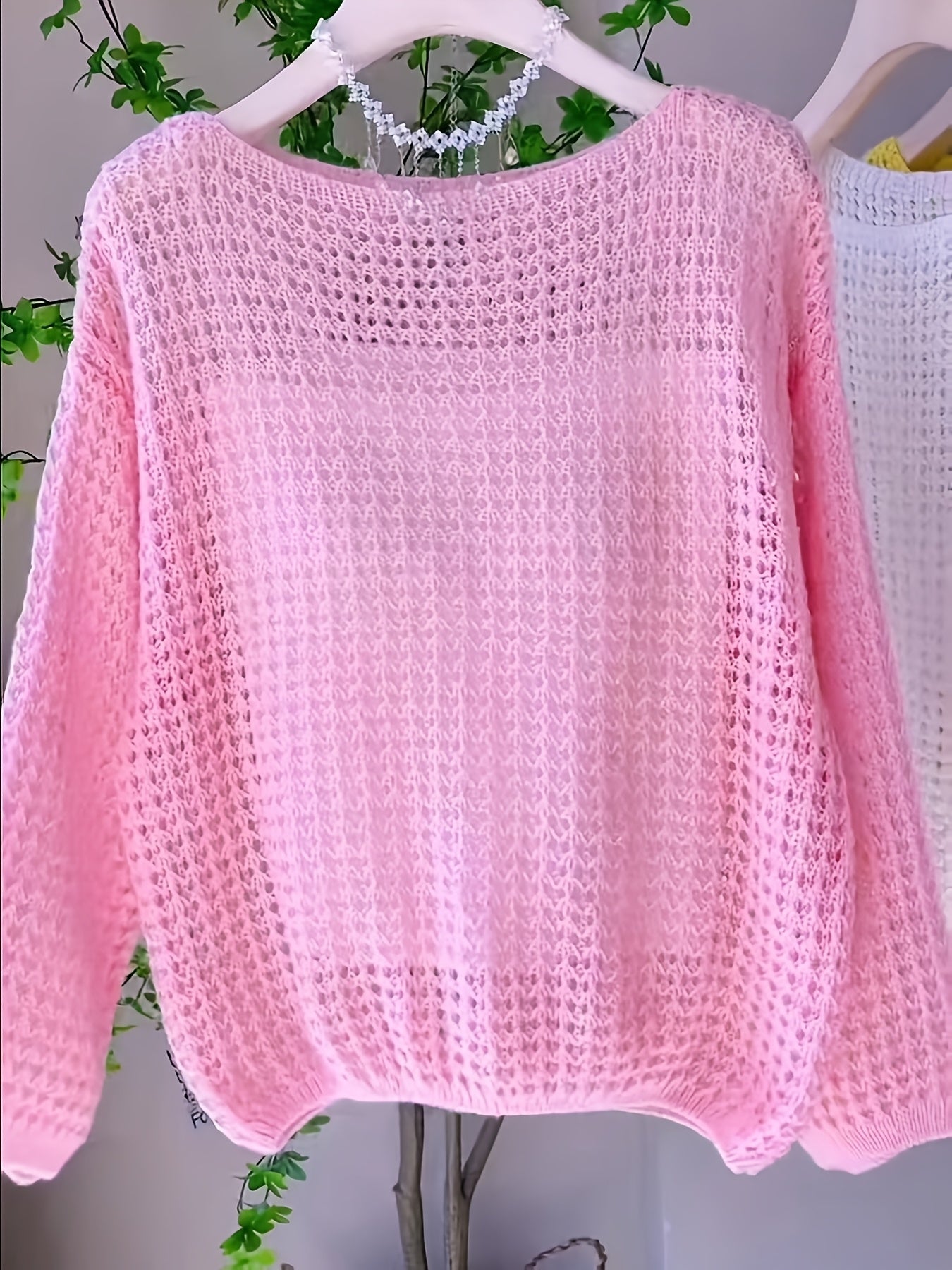 2026 Women'S Hollow Out Sweater Cardigan Long Sleeve Open Front Crochet Cover Up Lightweight Casual Layering Outerwear Soft Top For Spring Fall Winter Resort Wear