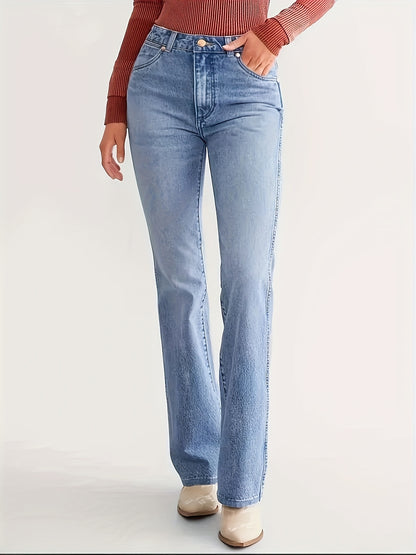 Women's Straight Jeans - Slim Fit, Elastic, Trendy, Sexy, Gorgeous, Elegant, Avant-garde, High-waisted Pantyhose, Suitable for Casual Wear In All Seasons - American Country Women's Classic Denim Wear