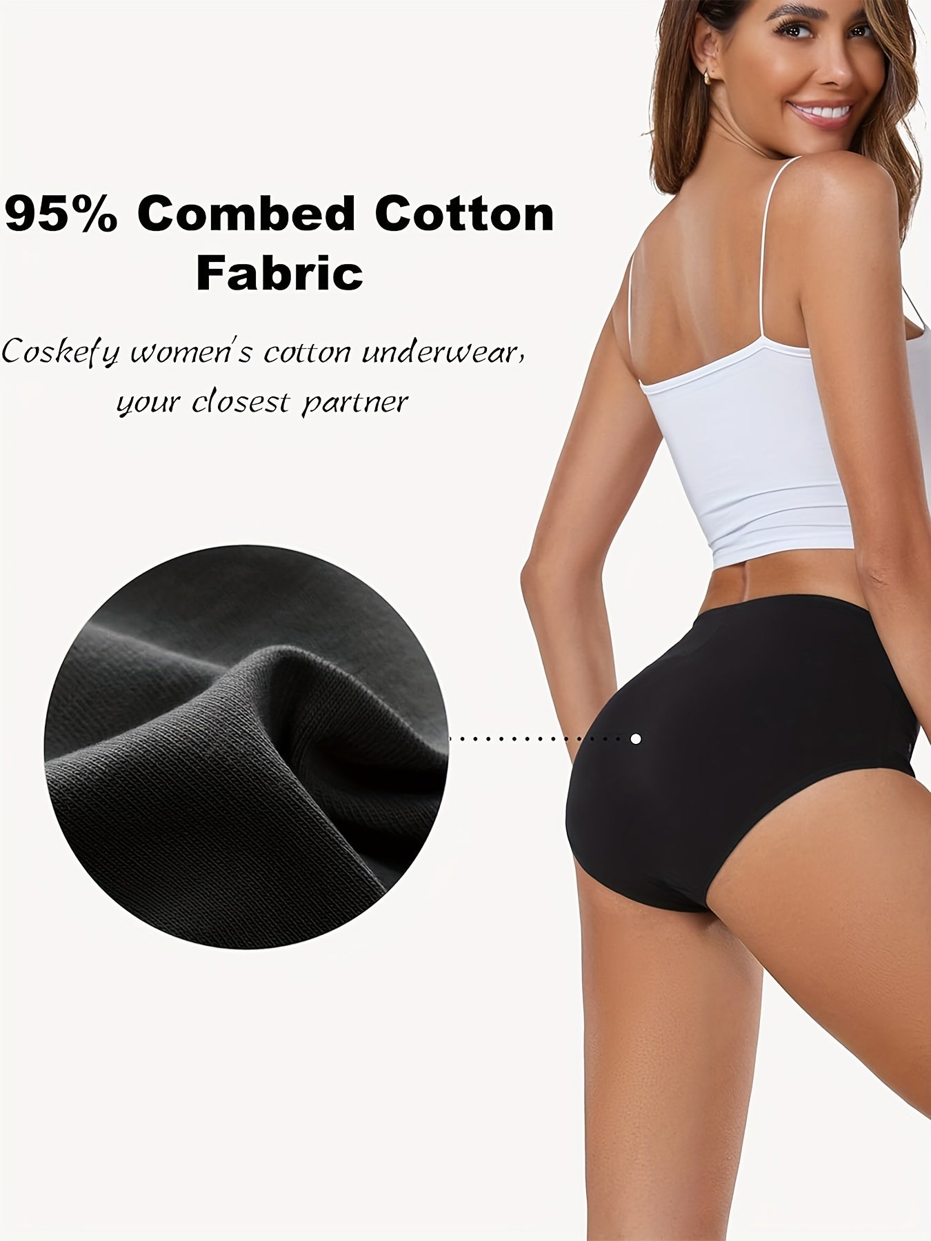 5pcs High Waist Solid Color Briefs, Comfy, Soft, Breathable, Stretchy And Elegant Lingeries for Women
