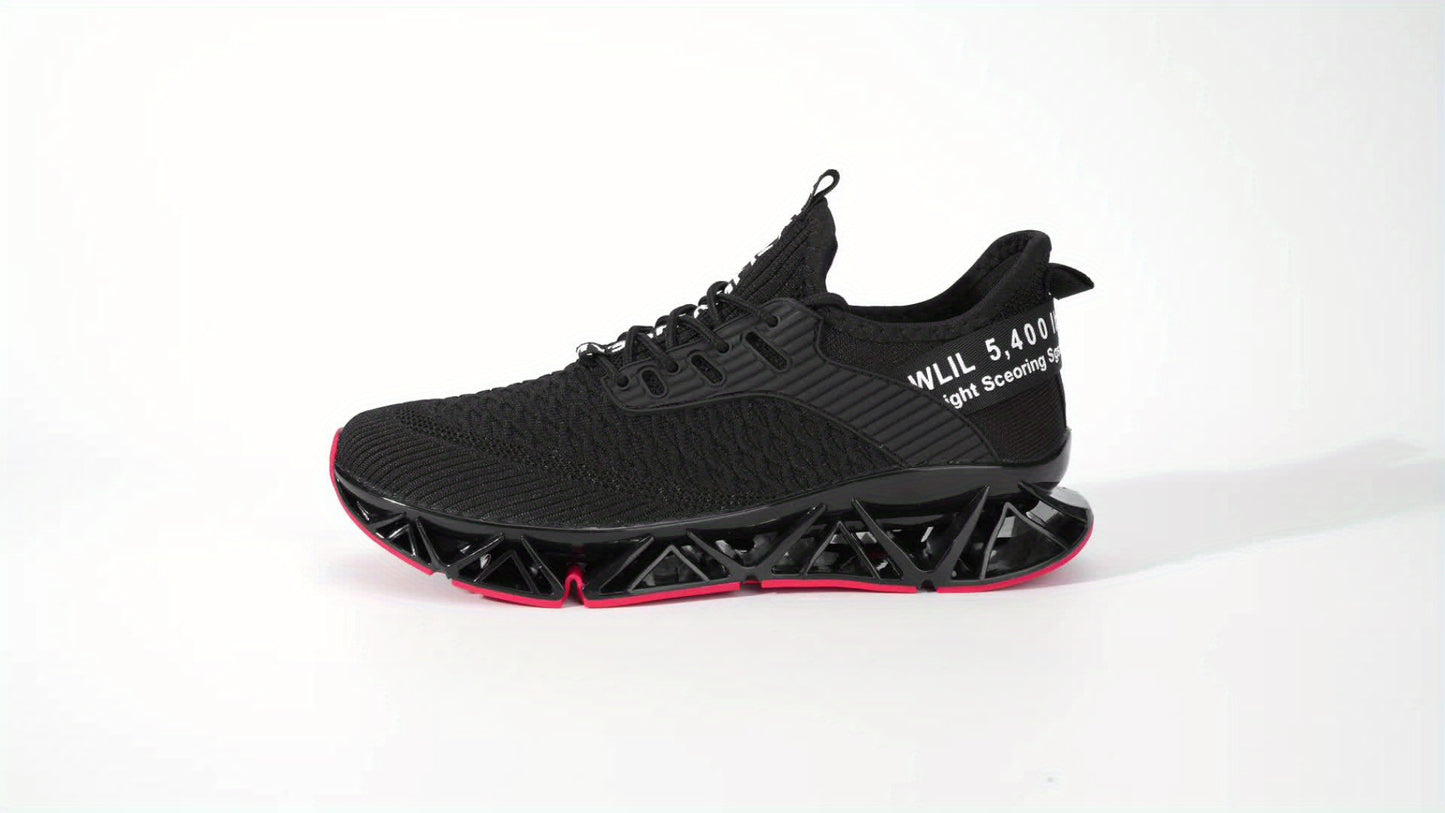 [Lightweight Running Shoes] Men Lightweight Breathable Running Shoes - Non-Slip All-Season Fitness Sneakers, Lace-Up Design Black - Wear-Resistant And Durable Training Shoes, Comfortable Casual Shoes, A Must-Have For Fitness Enthusiasts