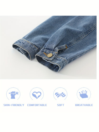2024 New Kids Girls Boys Basic Jean Jacket Classic Coats Denim Tops Children Casual Outerwear Teen Outfit 5-14 Years
