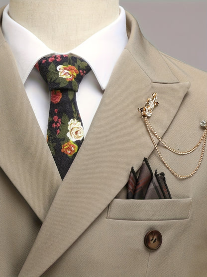 Latest Men's Solid Color Suit Two-Piece Suit Peaked Lapel Double-Breasted Four Seasons Men's Business Suit Formal Business Casual Wedding Dress