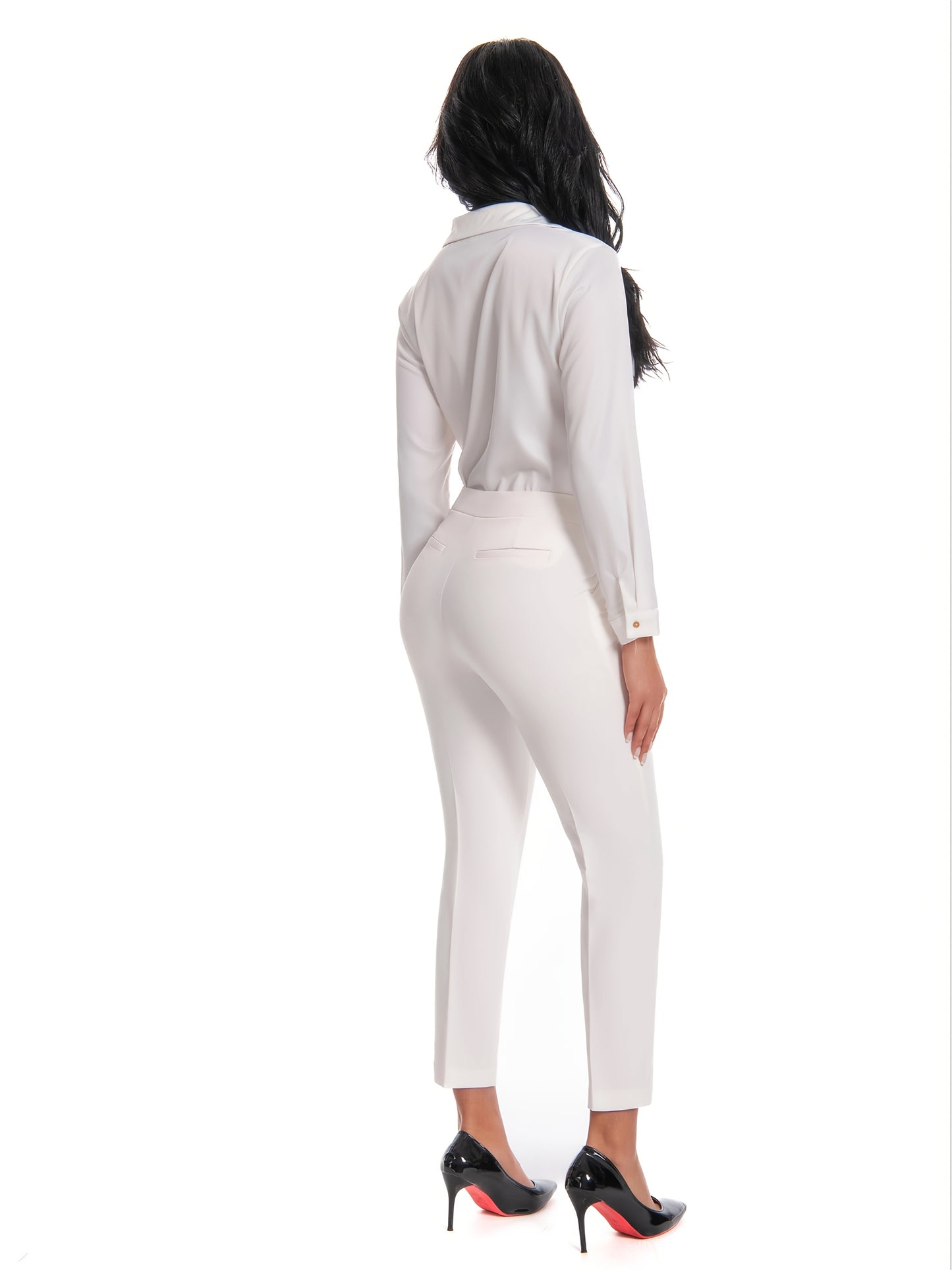 Women'S High Waisted Slim Fit Ankle Dress Pants Stretch Trousers with Pockets, Elegant Office Workwear Bottoms