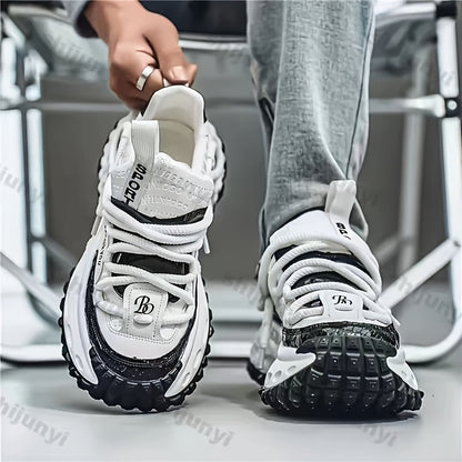 [Height Increase Sneakers] Men's Height Increase Platform Shoes Autumn Spring Fashion Cross Tied Non Slip Casual Shoes Comfortable Outdoor Causal Sneakers