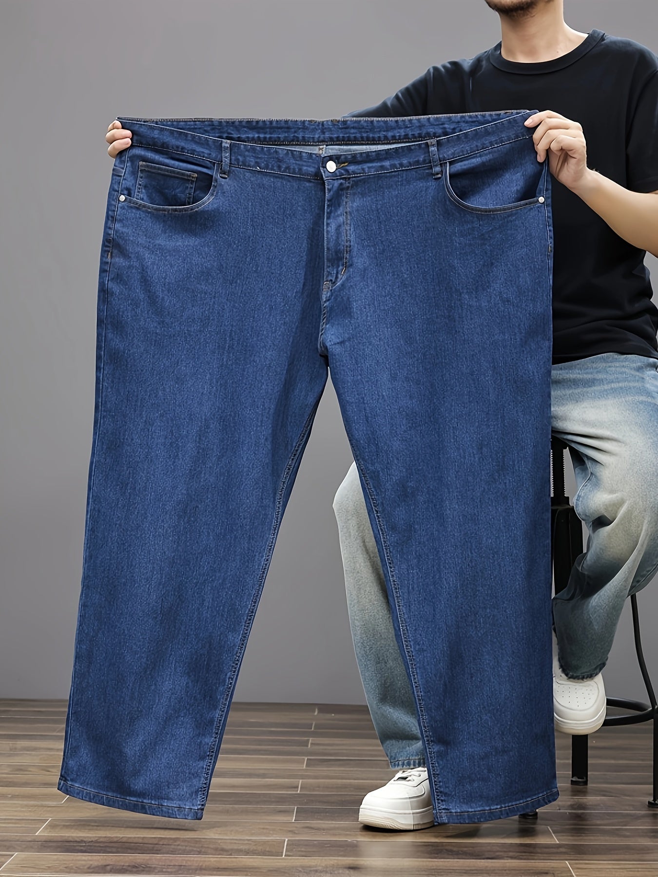 Plus Size Men's Soft & Comfy Jeans - Casual Loose Fit Denim Pants with Pockets, Stretch Rayon Blend for Fall/Winter, PLUS SIZE