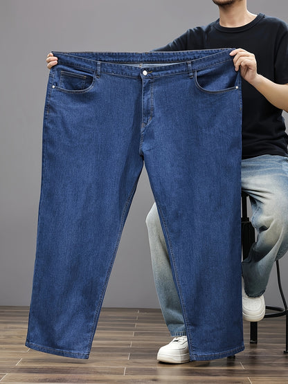 Plus Size Men's Soft & Comfy Jeans - Casual Loose Fit Denim Pants with Pockets, Stretch Rayon Blend for Fall/Winter, PLUS SIZE